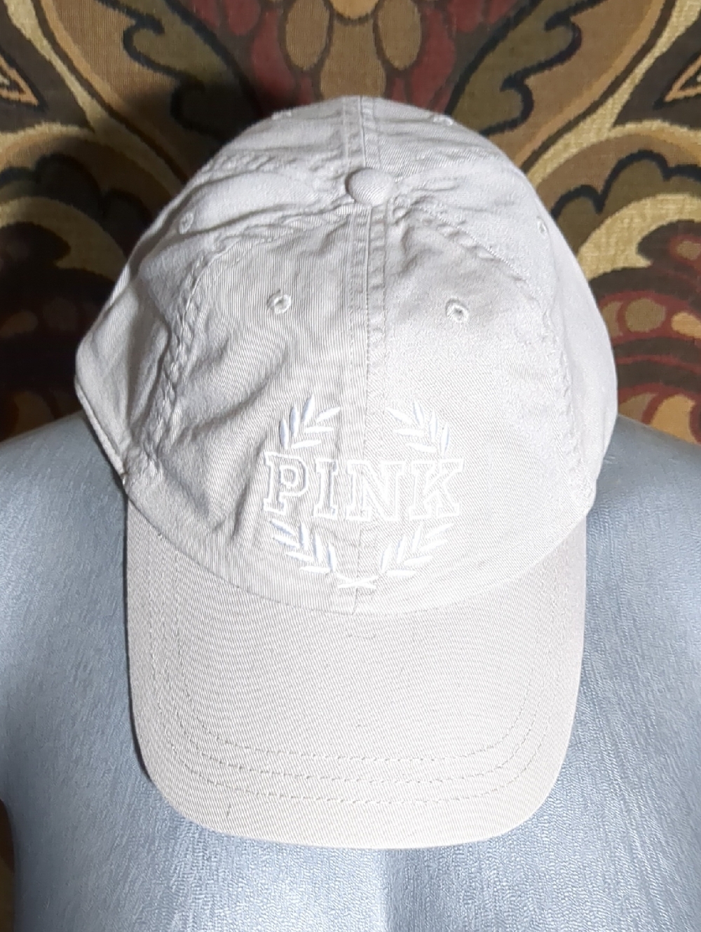 PINK Victoria's Secret Light Beige Logo Baseball Cap